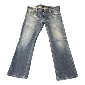 Diesel Zatiny Jeans Mens 36x29 Blue Bootcut Denim Distressed Italy Y2K 2000s